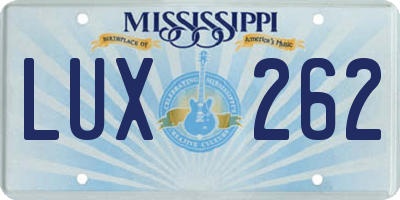 MS license plate LUX262