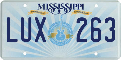 MS license plate LUX263