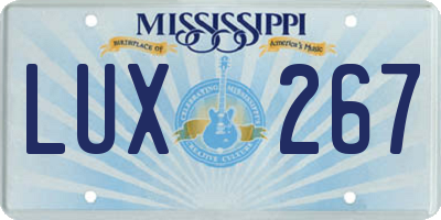 MS license plate LUX267