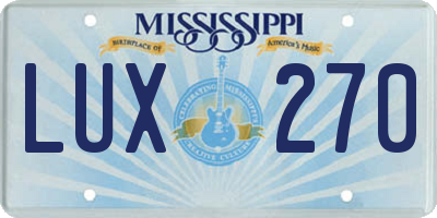 MS license plate LUX270