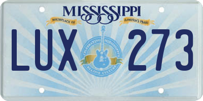 MS license plate LUX273