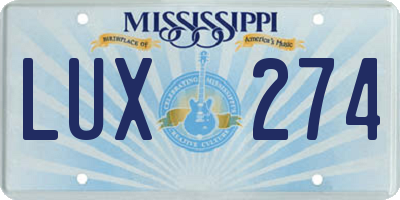 MS license plate LUX274