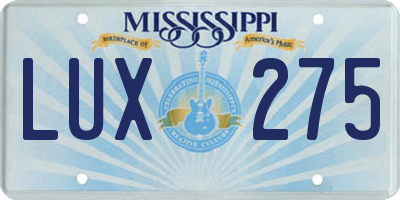 MS license plate LUX275