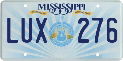 MS license plate LUX276