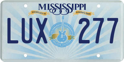MS license plate LUX277