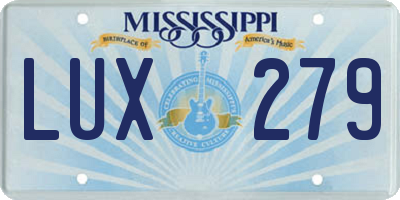 MS license plate LUX279