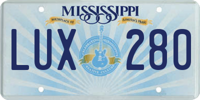 MS license plate LUX280