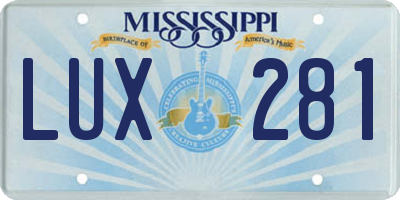 MS license plate LUX281