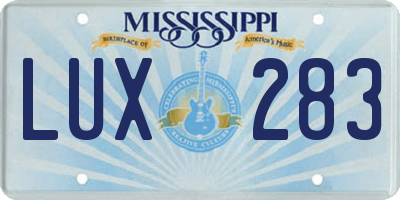 MS license plate LUX283