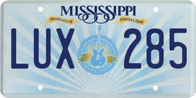 MS license plate LUX285