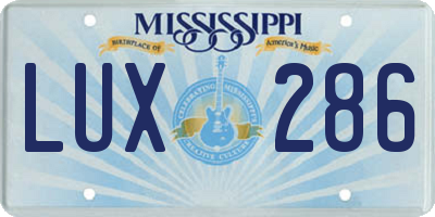 MS license plate LUX286
