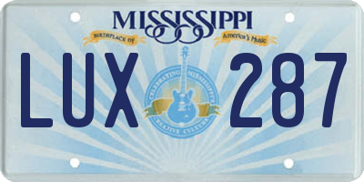 MS license plate LUX287