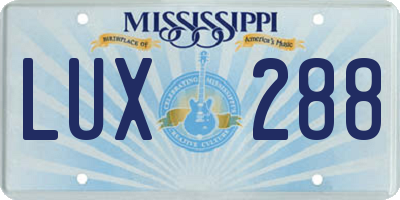 MS license plate LUX288