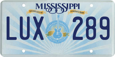 MS license plate LUX289
