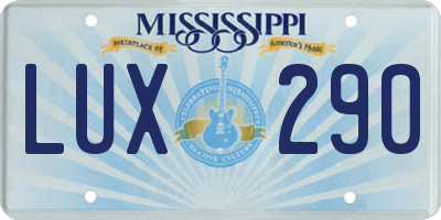 MS license plate LUX290