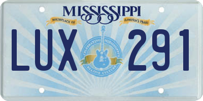 MS license plate LUX291