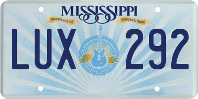 MS license plate LUX292