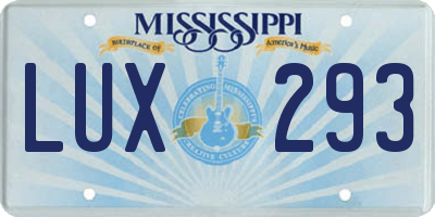 MS license plate LUX293