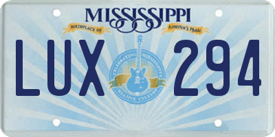 MS license plate LUX294