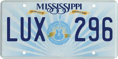 MS license plate LUX296