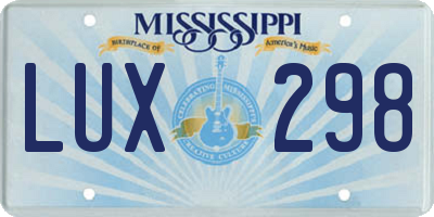 MS license plate LUX298