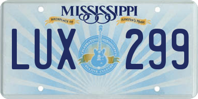 MS license plate LUX299