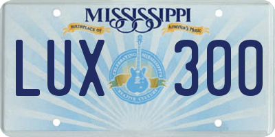 MS license plate LUX300