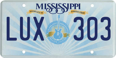 MS license plate LUX303