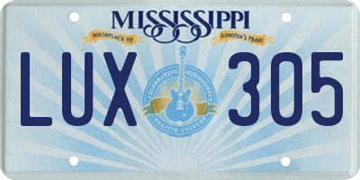 MS license plate LUX305