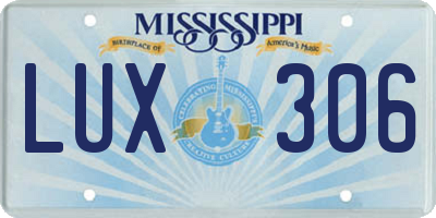 MS license plate LUX306