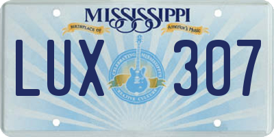 MS license plate LUX307