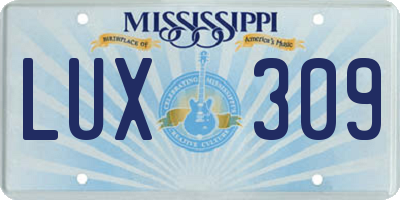 MS license plate LUX309