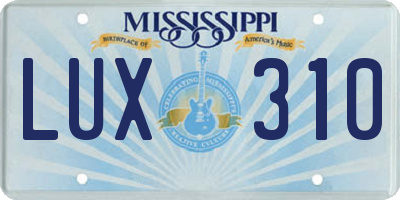 MS license plate LUX310