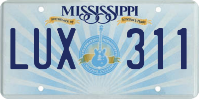 MS license plate LUX311
