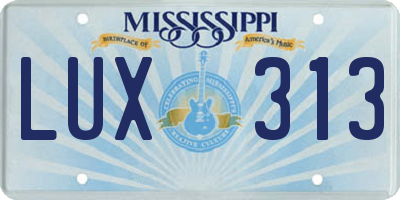 MS license plate LUX313