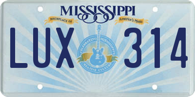 MS license plate LUX314