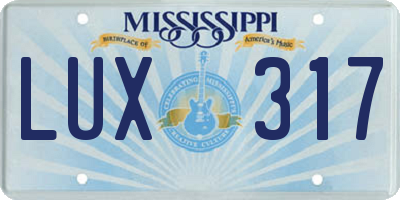 MS license plate LUX317