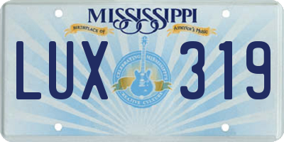 MS license plate LUX319