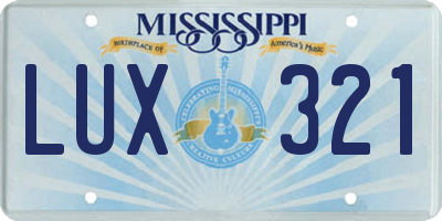 MS license plate LUX321