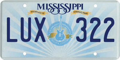 MS license plate LUX322