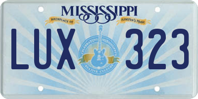 MS license plate LUX323