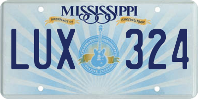 MS license plate LUX324