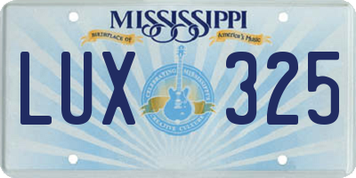 MS license plate LUX325