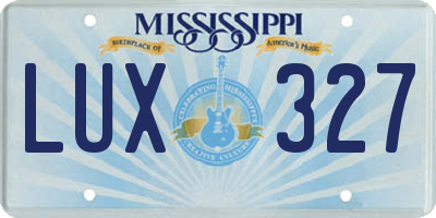 MS license plate LUX327