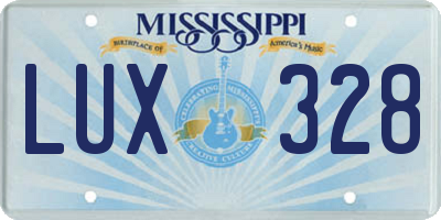MS license plate LUX328