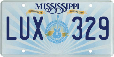 MS license plate LUX329