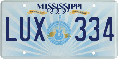 MS license plate LUX334