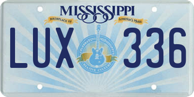 MS license plate LUX336