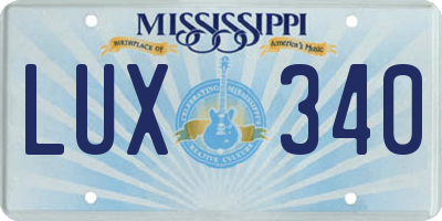 MS license plate LUX340