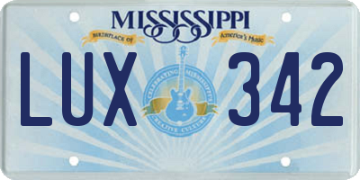 MS license plate LUX342